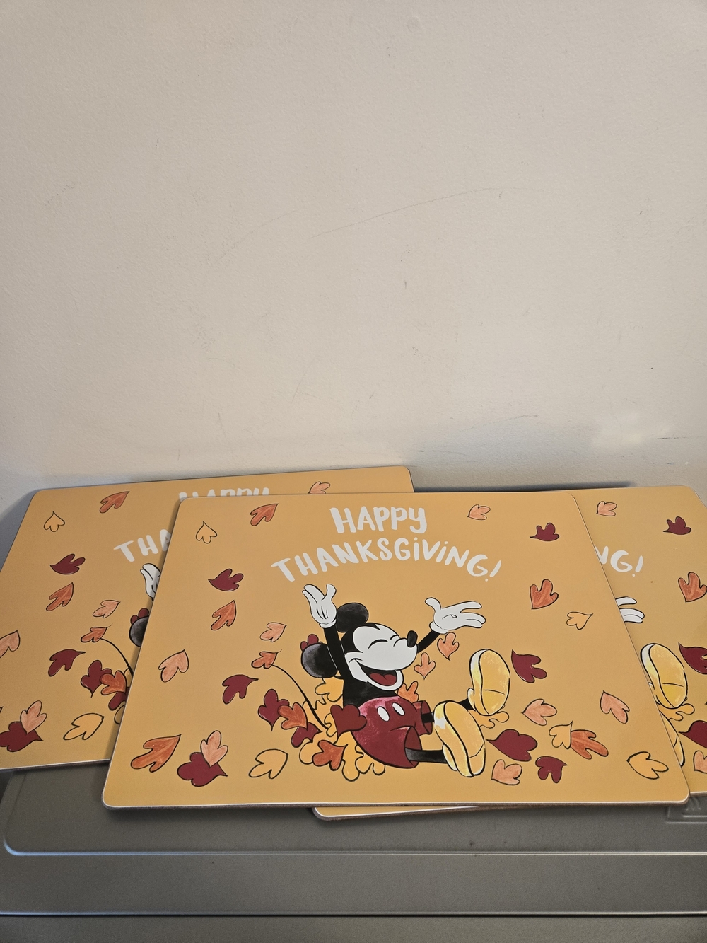 Vintage Disney Mickey Mouse Thanksgiving Placemats - Set of 3